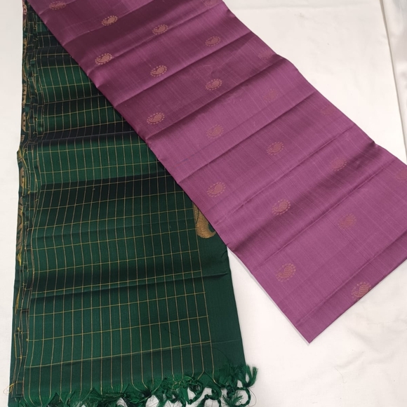 NEW!Uppada silk saree- Mauve & Green - Picture 2 of 5